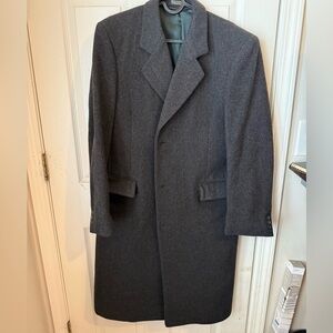 Vintage European Wool Overcoat Men’s Charcoal Gray Size 42R